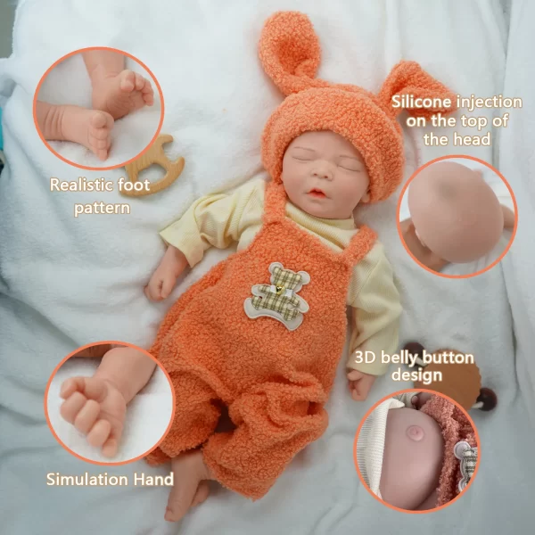 17 in realistic all-silicone reborn doll, hand-made soft skin, painted washable birthday gift - Image 3