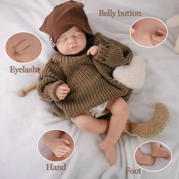 52cm painted silicone reborn doll boy baby washable for art collection - Image 2