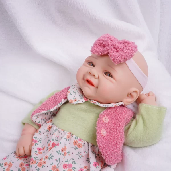 1 piece 43cm open eyes smiling silicone reborn doll - Image 3