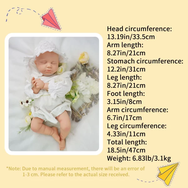 18.5"/47 cm silicone newborn hand-painted reborn doll soft and lifelike - Image 2