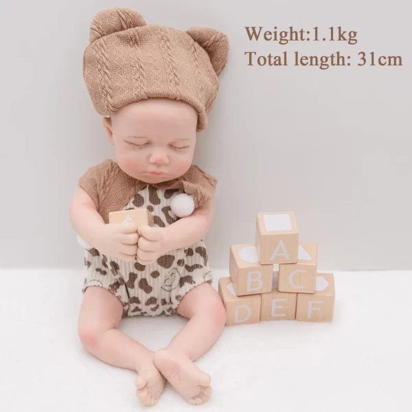 31cm lifelike hand-painted makeup premature baby reborn doll washable - Image 2
