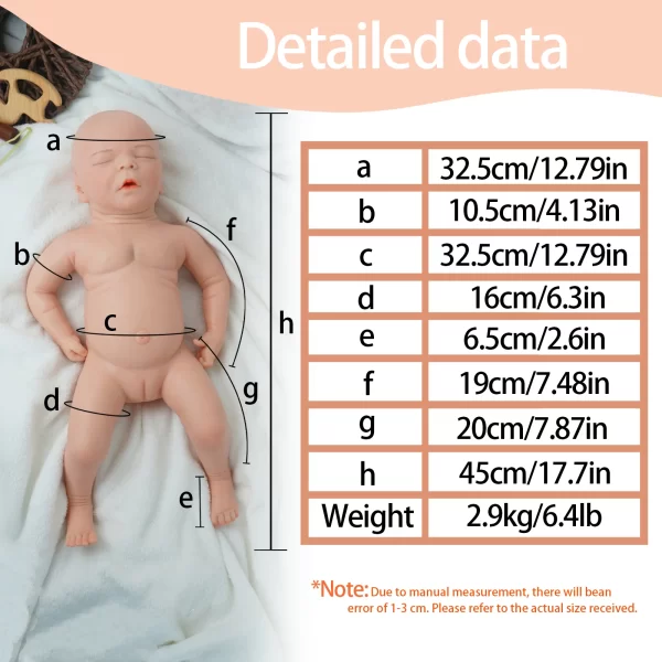 17 in realistic all-silicone reborn doll, hand-made soft skin, painted washable birthday gift - Image 5