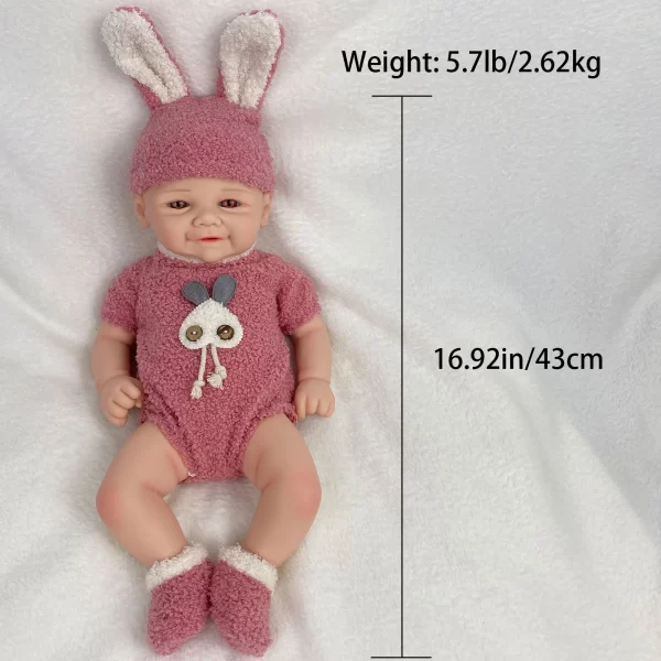 1 piece 43cm open eyes smiling silicone reborn doll - Image 2