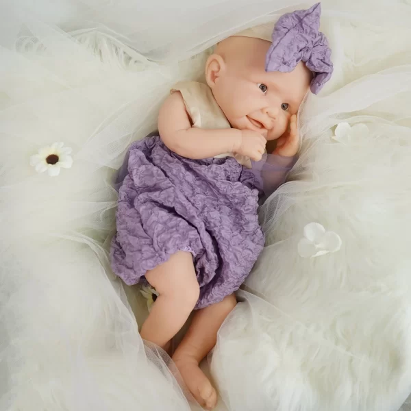 46cm Smiling Silicone Reborn Doll Open Eyes Washable Girl Toy - Image 5